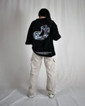 VALNCIA Black Cropped Chrome Tee — “Live Intentionally”