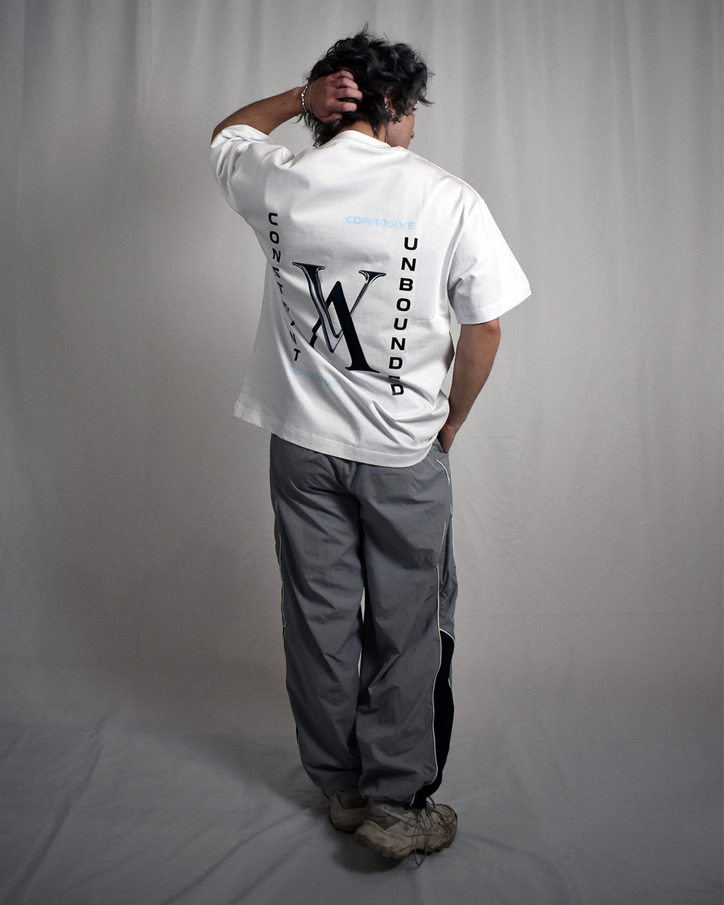 VALNCIA White Chrome Tee — “Constraint Unbounded X”