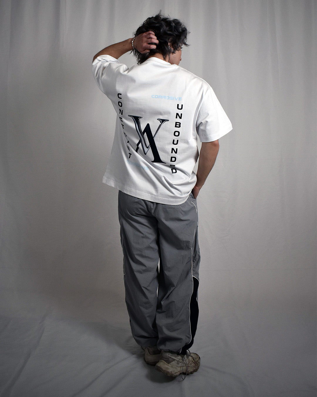 (Pre-Order) VALNCIA White Chrome Tee — “Constraint Unbounded X”